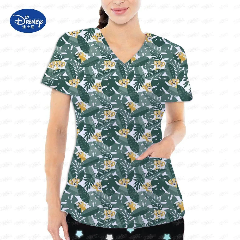 Lion King Nurse Ladies Casual Short sleeved Clothing Top grade Pharmacy Work Medical Doctor Nurse Uniform V-neck - Image 4