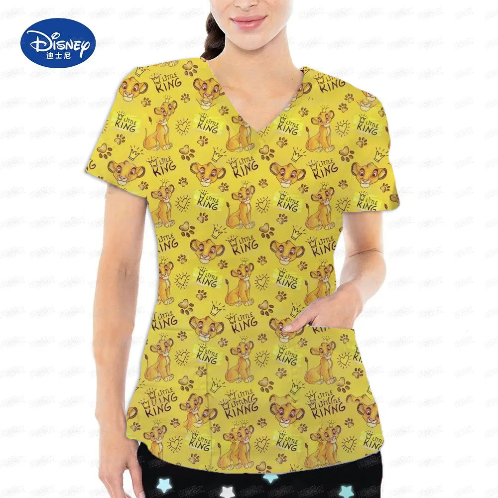 Lion King Nurse Ladies Casual Short sleeved Clothing Top grade Pharmacy Work Medical Doctor Nurse Uniform V-neck - Image 3