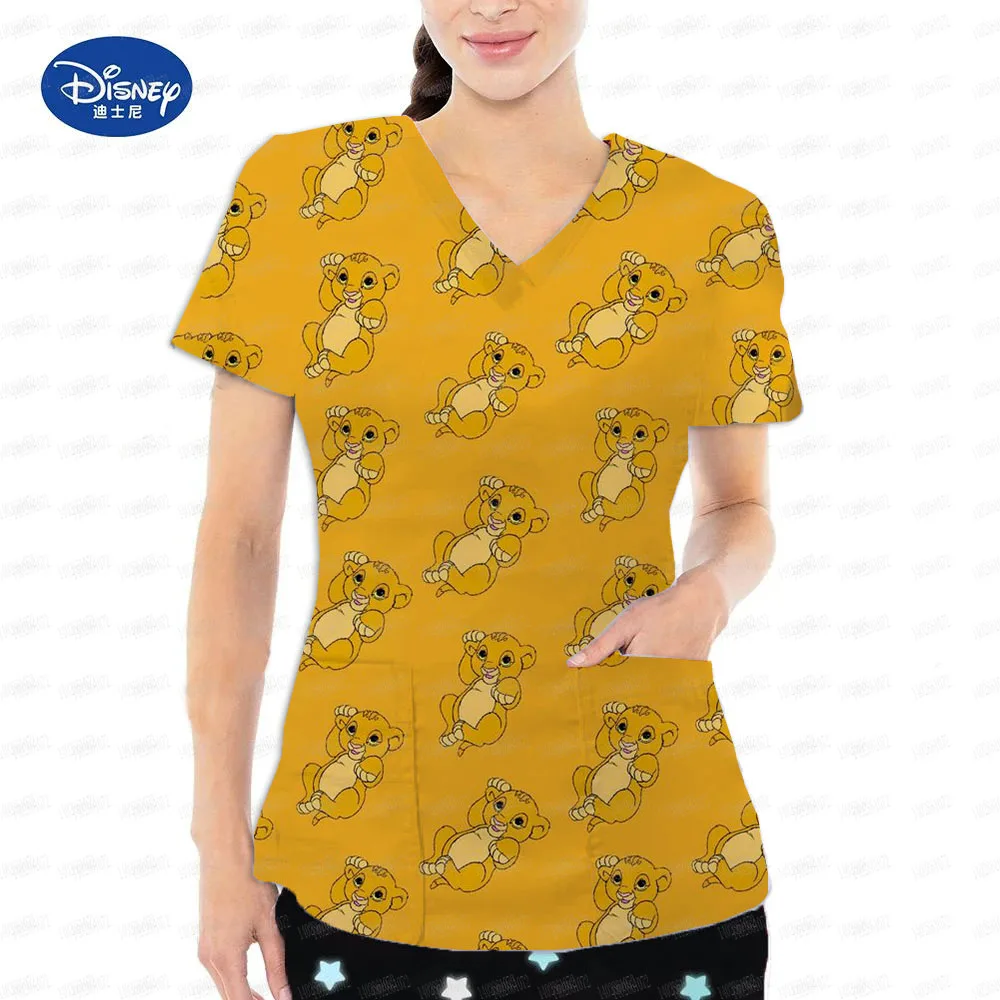 Lion King Nurse Ladies Casual Short sleeved Clothing Top grade Pharmacy Work Medical Doctor Nurse Uniform V-neck - Image 5